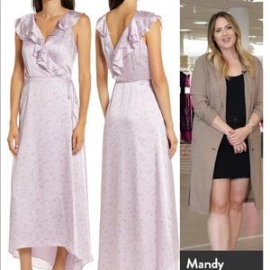 The Sylvia Sleeveless Ruffle High/Low Wrap Dress